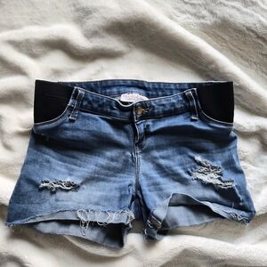Maternity Denim Shorts Midi